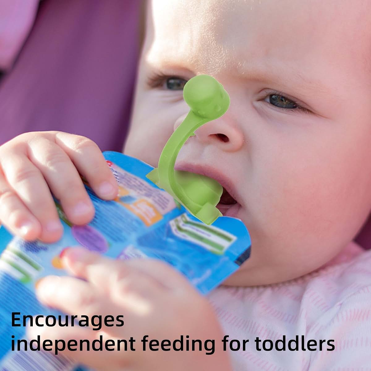Silicone No-Spill Squeeze Pouch Topper for Toddlers, Easy-Grip Valve Style