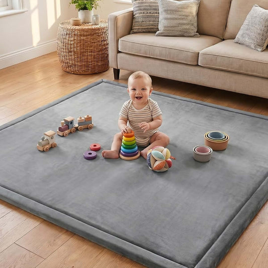 BabyOneStop Ultra Soft Memory Foam Play Mat, 50"x50" Dark Grey
