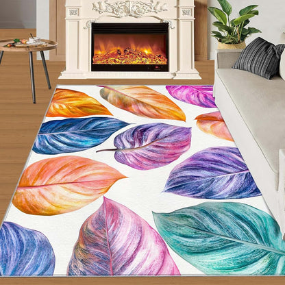 Hygiuid Watercolor Leaves Area Rug 5x6 Low Pile Machine Made Decor (photo 2)