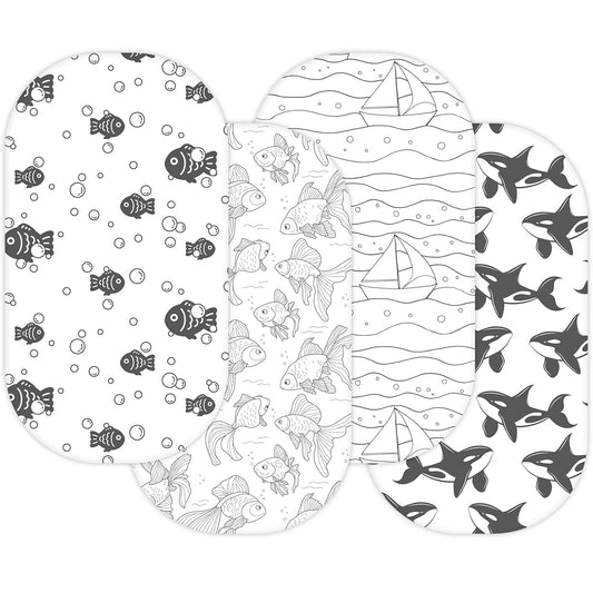 TANSY PANDA Bassinet Sheets for Maxi Cosi Iora, Munchkin Brica Fold N' Go, 4moms MamaRoo, Delta Children Bassinet, 3PC
