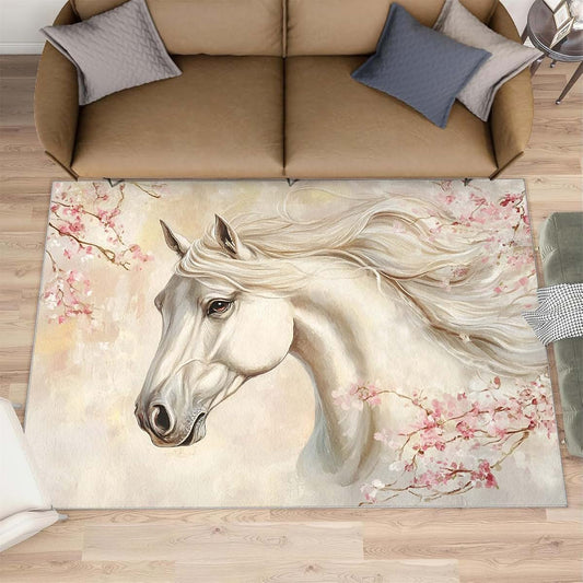Hygiuid Horse Portrait Area Rug 4x5 Foot Low Pile Kids Carpet