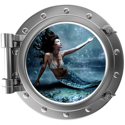Mermaid Porthole Window Wall Decal for Ocean Nursery Decor