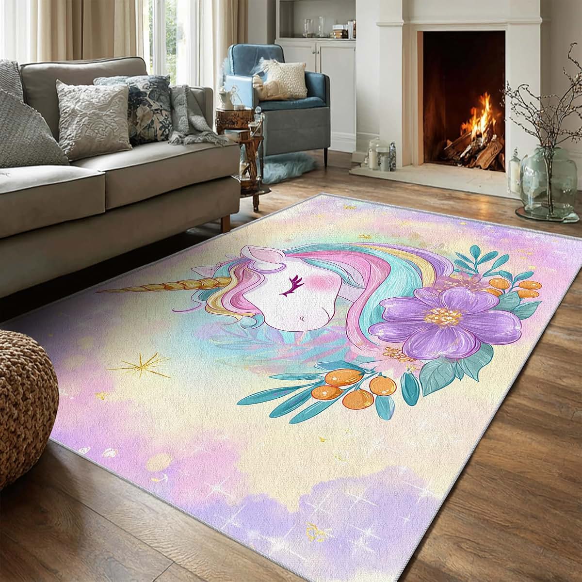 Blikvnar Cute Unicorn Entryway Rug 2x3, Room Accessories