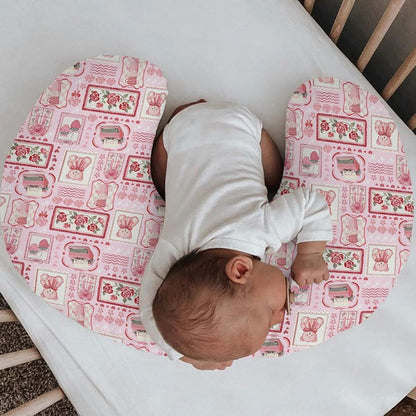 Selgkds Pink Preppy Valentines Frames Nursing Pillow Covers Pink Valentine Bear Roses Hearts Soft Stretchy Removable (photo 2)