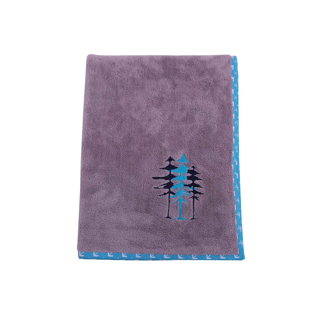 Bacati Woodlands Boys Grey Plush Blanket, Aqua/Navy/Grey (WANGGRBLK)