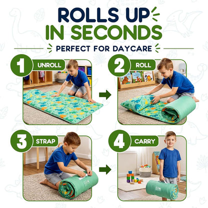 Toddler Nap Mat Set with Pillow and Blanket for Daycare Use