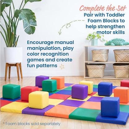 ECR4Kids SoftZone Patchwork Activity Folding Play Mat, 58in Square, Baby Essentials, Assorted (photo 4)