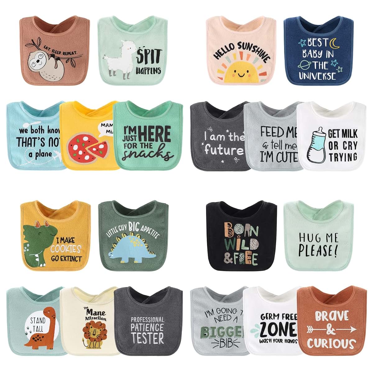The Peanutshell Terry Bib Set For Baby Boys 20 Pack