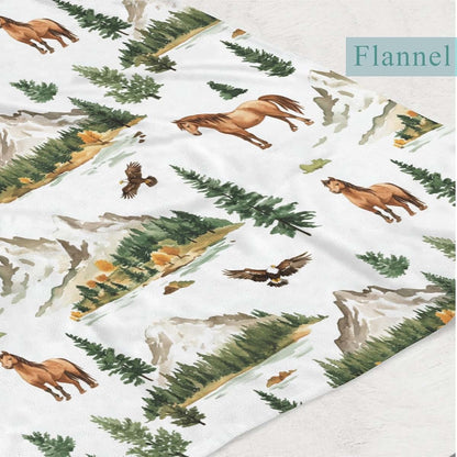 Wicbfdfv Vintage Horse Eagle Pine Trees Flannel Fleece Baby Blanket (photo 3)