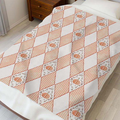 Selgkds Fall Pumpkins Bows Gingham Baby Blanket 50x60 Inch Flannel Fleece