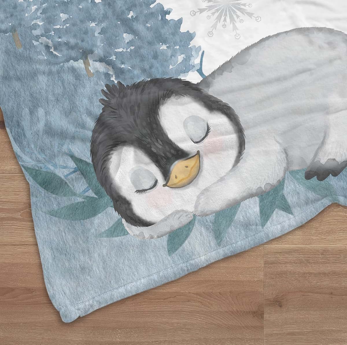 UnoCo Penguin Milestone Blanket Personalized Baby Boy Month Mountains Blanket Nursery Custom Age Newborn Calendar (photo 2)