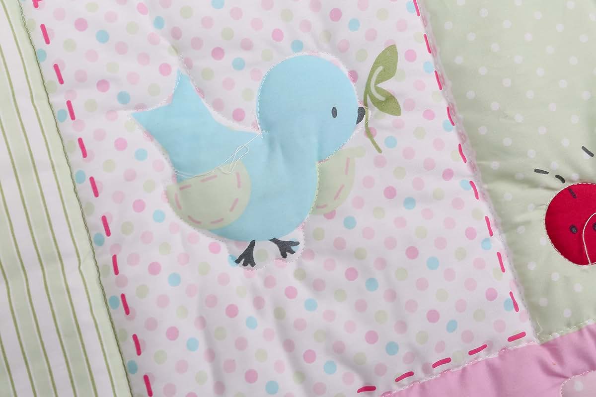 CribMATE Pink Floral Embroidery Ladybug Nursery Crib Bedding Set (photo 4)