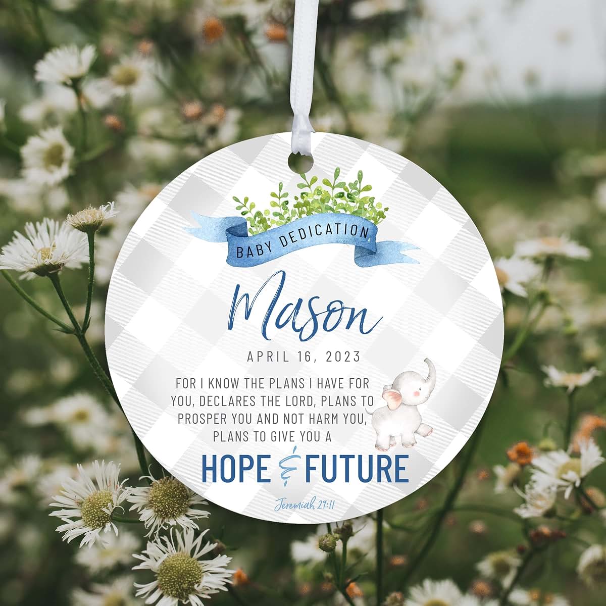 LifeSong Milestones Personalized Baby Dedication Round Hanging Ornament Ideas to Celebrate Life's Precious Moments for (photo 4)