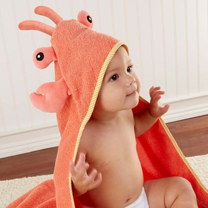 Baby Aspen Baby Boys Lobster Laughs Hooded Towel, Orange