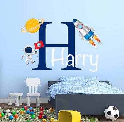 Decalzone Inc Custom Name Rocket Wall Decal - Rocket Wall Decals - Nursery Wall Decals - Space Boy Room Decor Vinyl