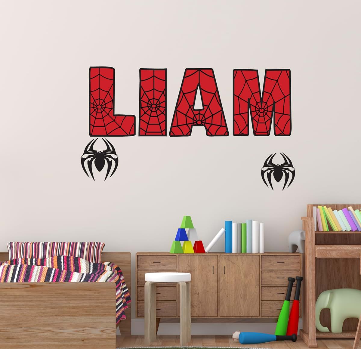 BabyOneStop Personalized Spider Name Wall Decal Custom Superhero Sticker