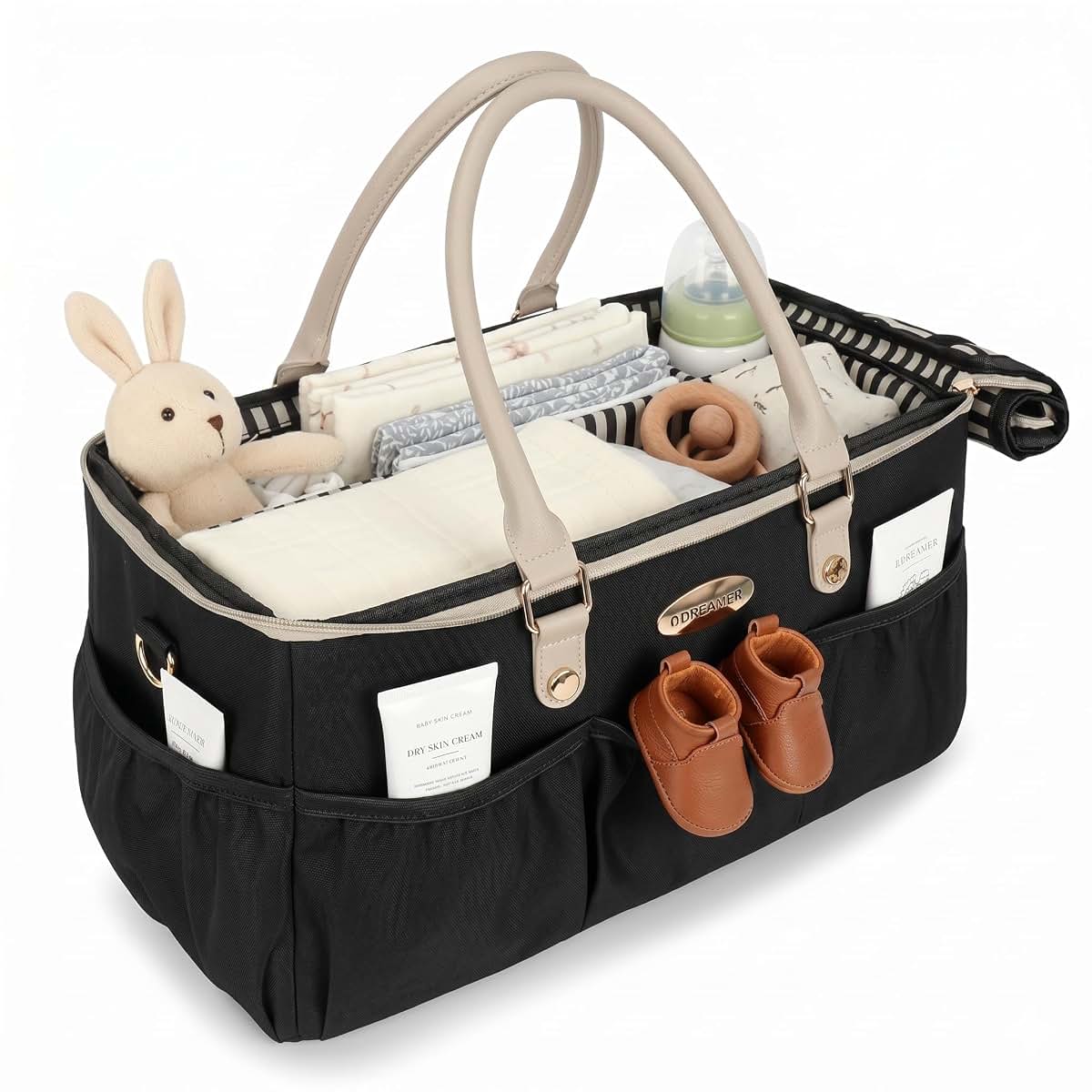 DOKUS & CO Diaper Tote Bag, Extra Large Hospital Maternity Bag, Black