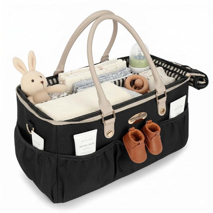DOKUS & CO Diaper Tote Bag, Extra Large Hospital Maternity Bag, Black