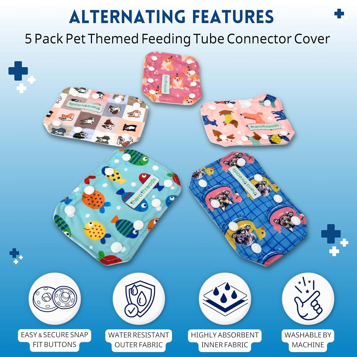 Therathreads Feeding Tube Connector Covers, 5-Pack Fruit Print (photo 4)