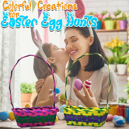 Fun Express Multicolored Rectangular Easter Baskets, Bulk Set of 12 (photo 3)