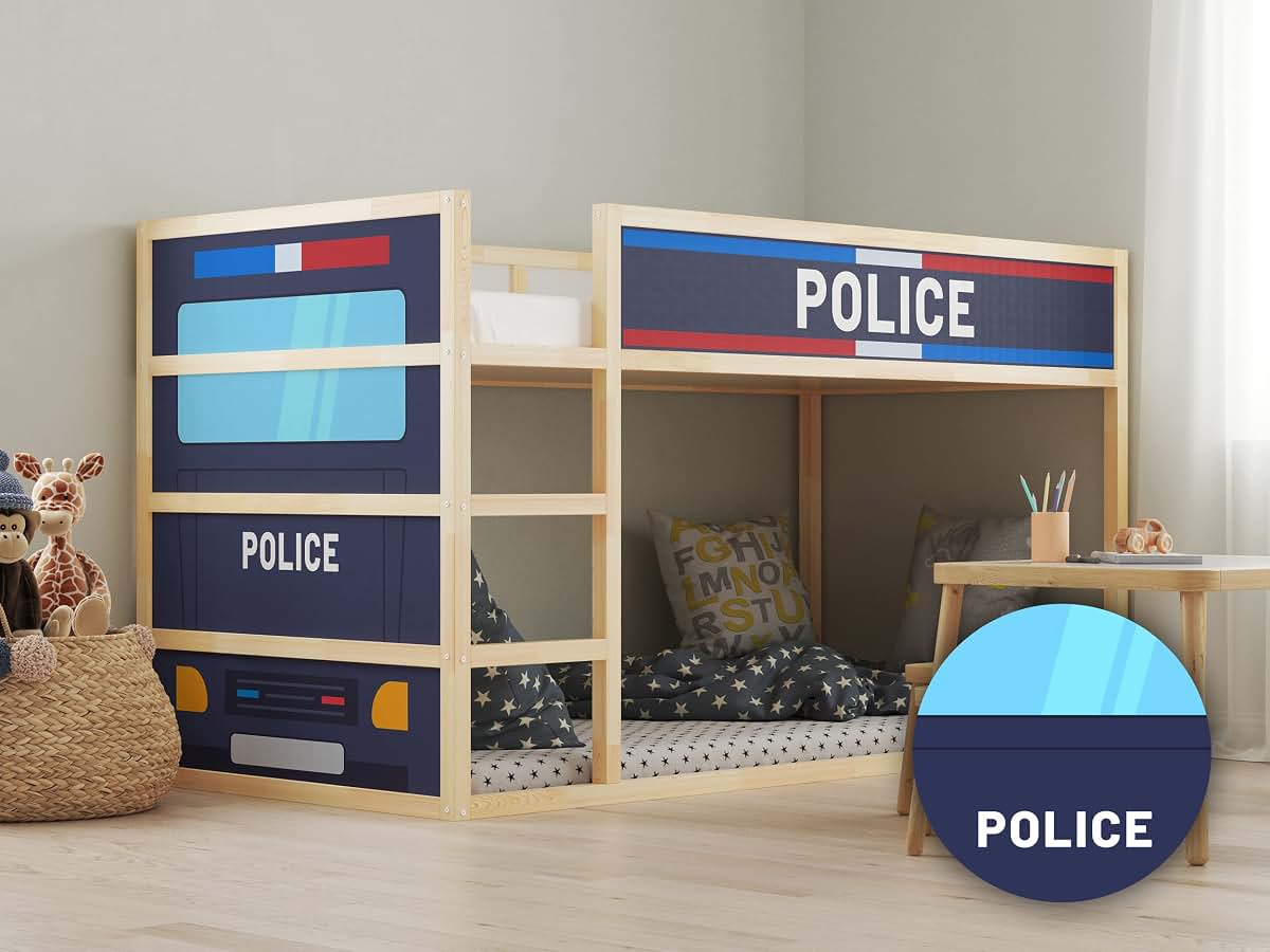 Cocodeco Police Car Pattern Peel and Stick Decals for Kids Furniture