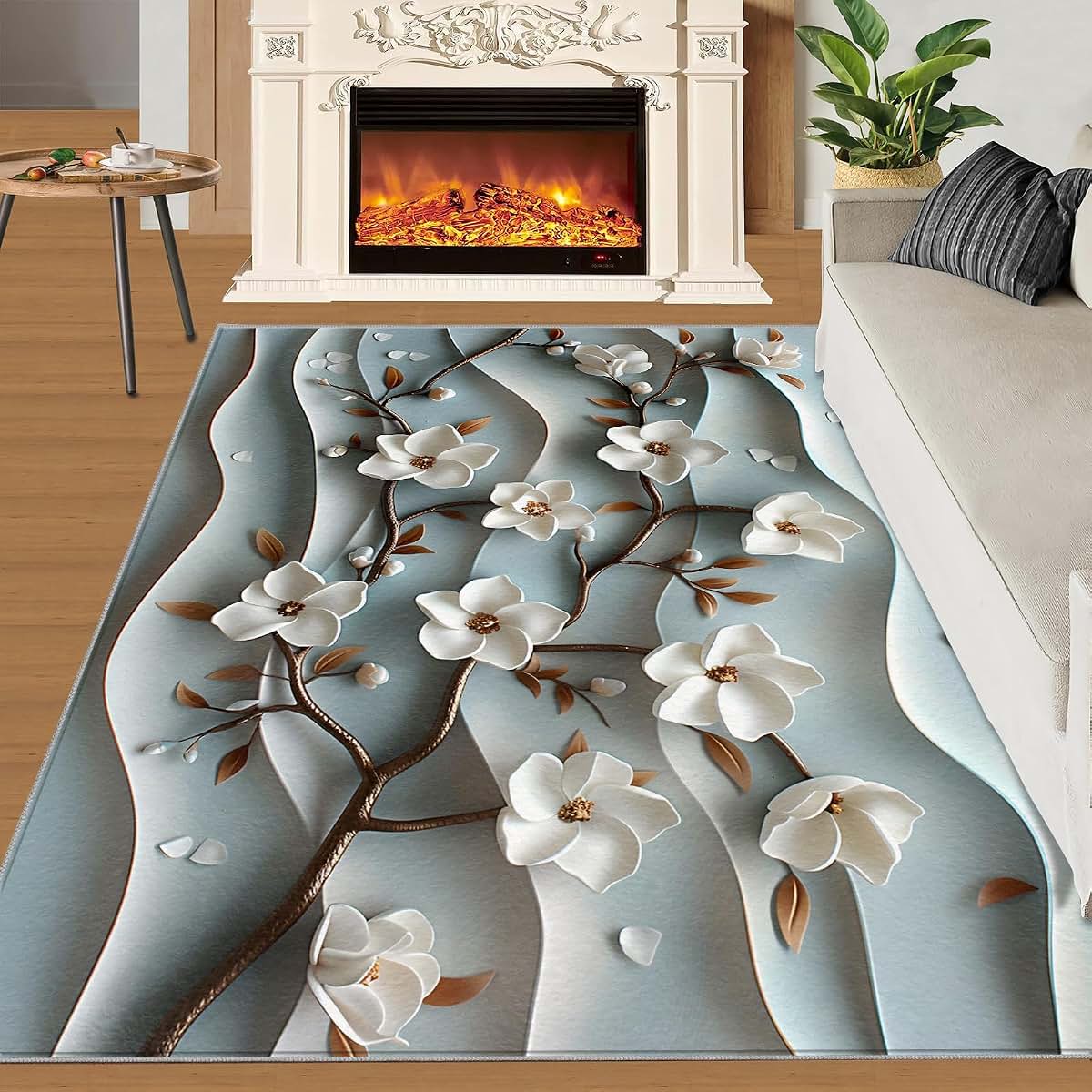 Hygiuid 3D Magnolia Floral Area Rug For Nursery And Bedroom (photo 2)