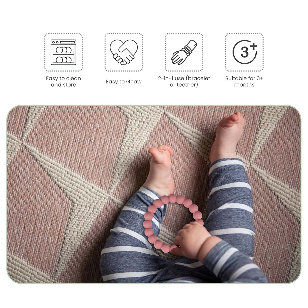 Nearbyme Silicone Teether Rings for Babies | 4 Pack Set