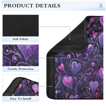 UMIRIKO Car Seat Belt Pad Covers, Purple Heart Flannel Cushion Strap Pads, 2 Pack (Small)
