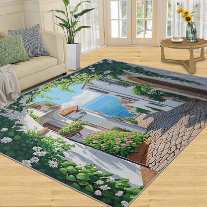Hygiuid Italian Scenery Area Rug 5x6 Low Pile Rectangular Rug