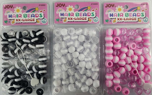 BabyOneStop Joy Hair Beads XX-Large Variety Pack In Striped Black, Clear, And Pink