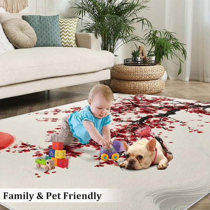 Hygiuid 4x5 Scarlet Sun Cherry Bloom Area Rug, Rectangular Low-Pile Carpet (photo 4)