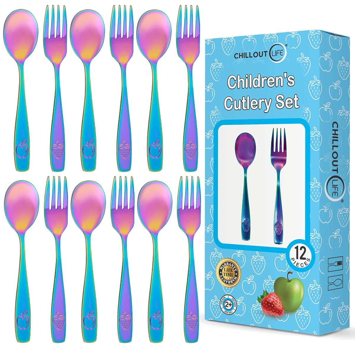 Stainless Steel Kids Utensil Set for Children (12 Pieces)