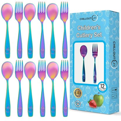 Stainless Steel Kids Utensil Set for Children (12 Pieces)