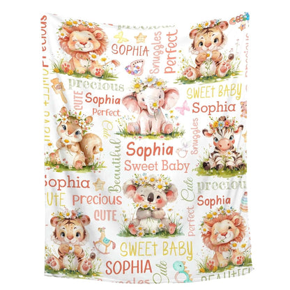 Thuswarm Personalized Blanket for Girls Boys Kids Animal Koala Custom Kids Blanket with Name Throw Birthday Gift for
