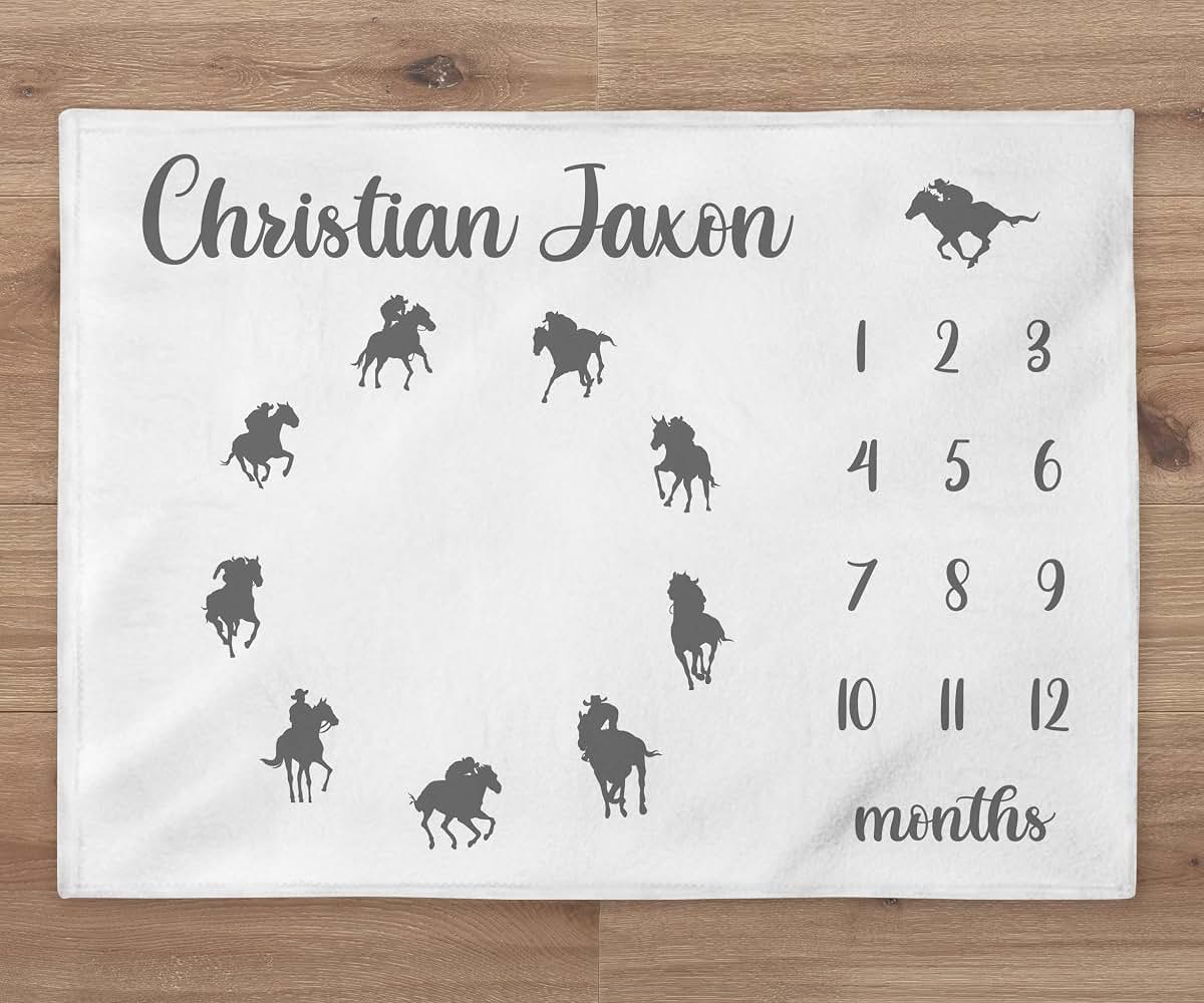 UnoCo Cowboy Milestone Blanket, Custom Western Baby Blanket (photo 2)