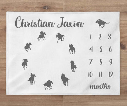 UnoCo Cowboy Milestone Blanket, Custom Western Baby Blanket (photo 2)
