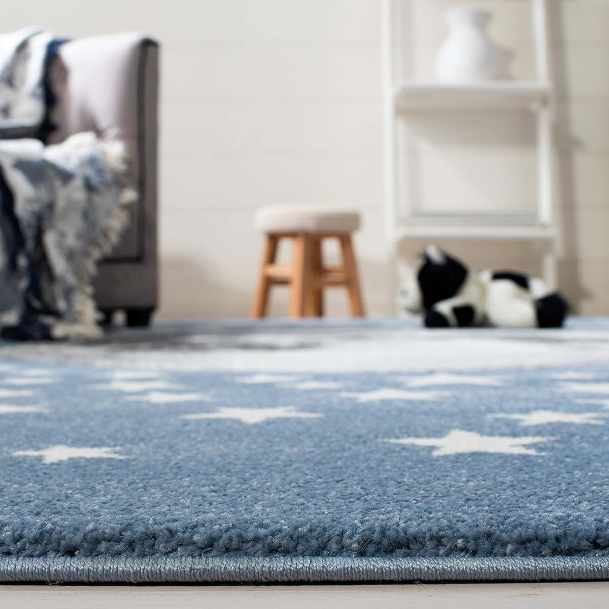 Safavieh Carousel Kids Collection Area Rug - 5'3" Square Light Blue & Grey