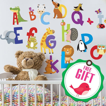 DesignStickers ABC Alphabet Animal Wall Decals for Classroom and Playroom