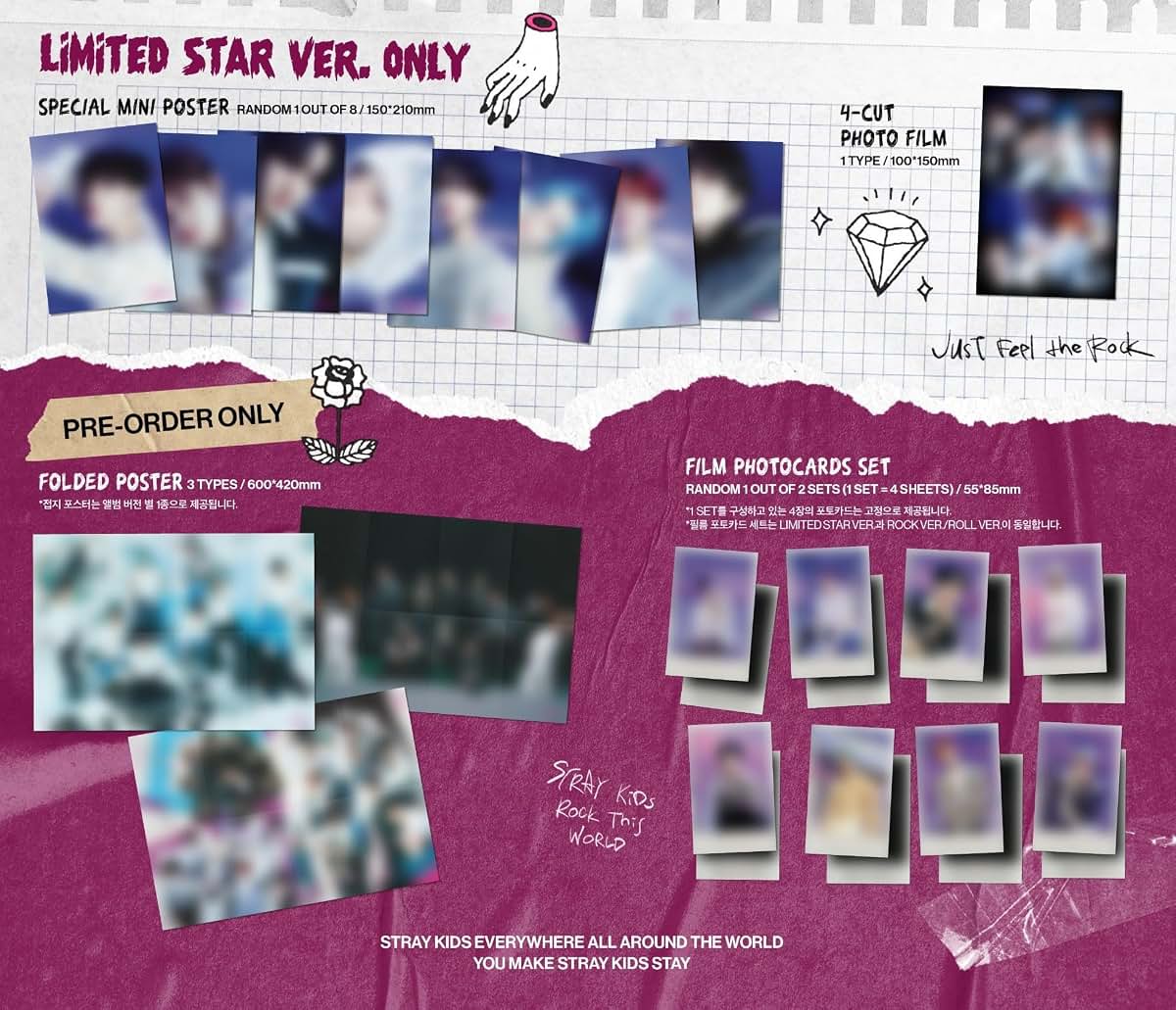 DREAMUS tray Kids ROCK-STAR 8th Mini Album LiMited STAR + 2 Photobook Set (Ship by DHL)