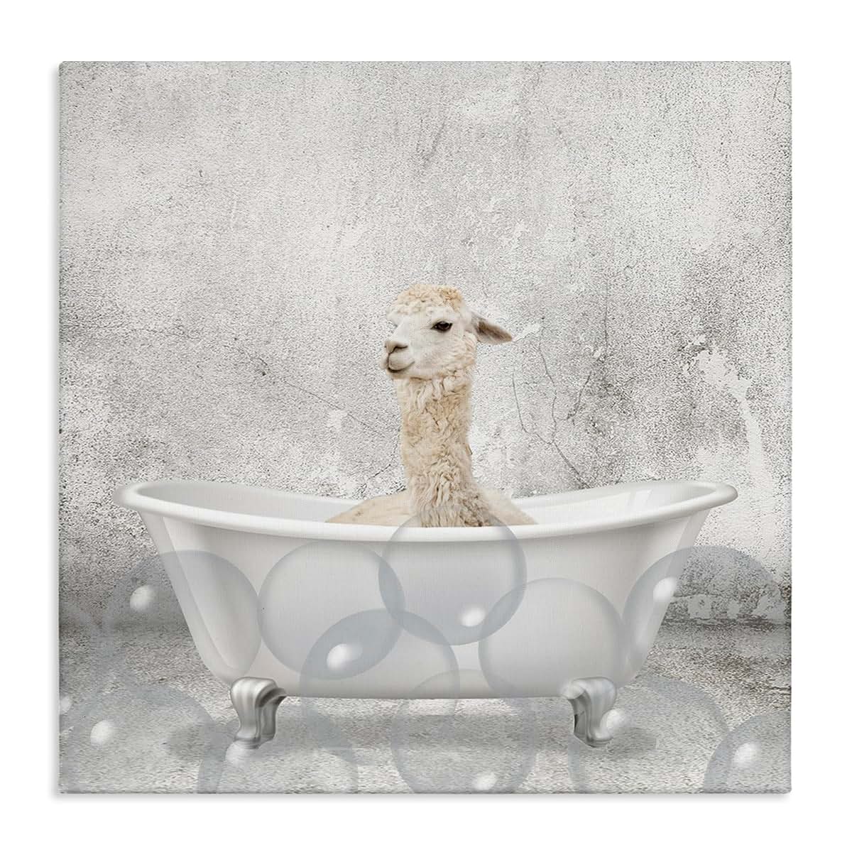 Stupell Industries Baby Llama Bath Time Canvas Wall Art Ready To Hang