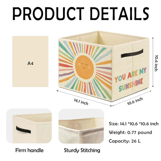 OTOUO Boho Sunshine Nursery Storage Bin, Foldable Polyester Organizer for Toys Clothes Books