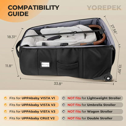 Yorepek Stroller Travel Bag For UPPAbaby Vista & Cruz, No Wheel Removal Needed