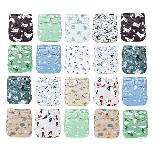 KaWaii Baby One Size Pocket Cloth Diaper Shells, Washable, Reusable, Adjustable, Leakproof, Newborn to Toddler 8-36 lbs