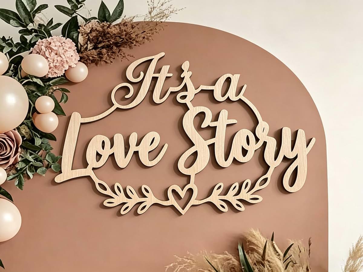 It's a Love Story Wooden Bridal Shower & Baby Shower Backdrop Sign