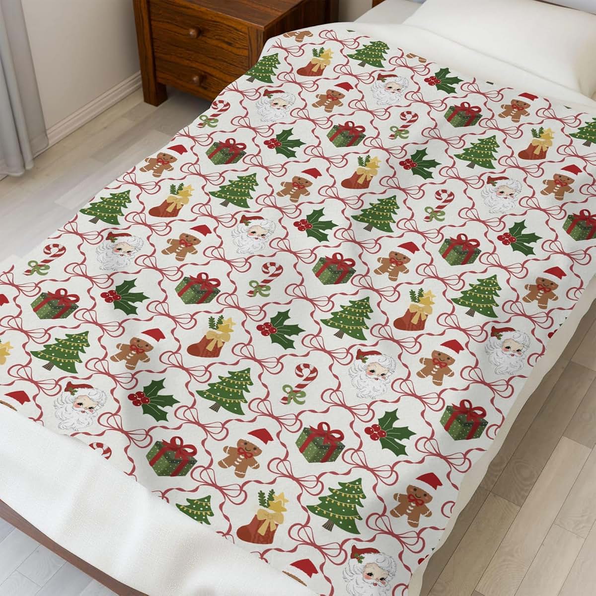 Selgkds Pink Santa Christmas Bows Baby Blankets (photo 4)