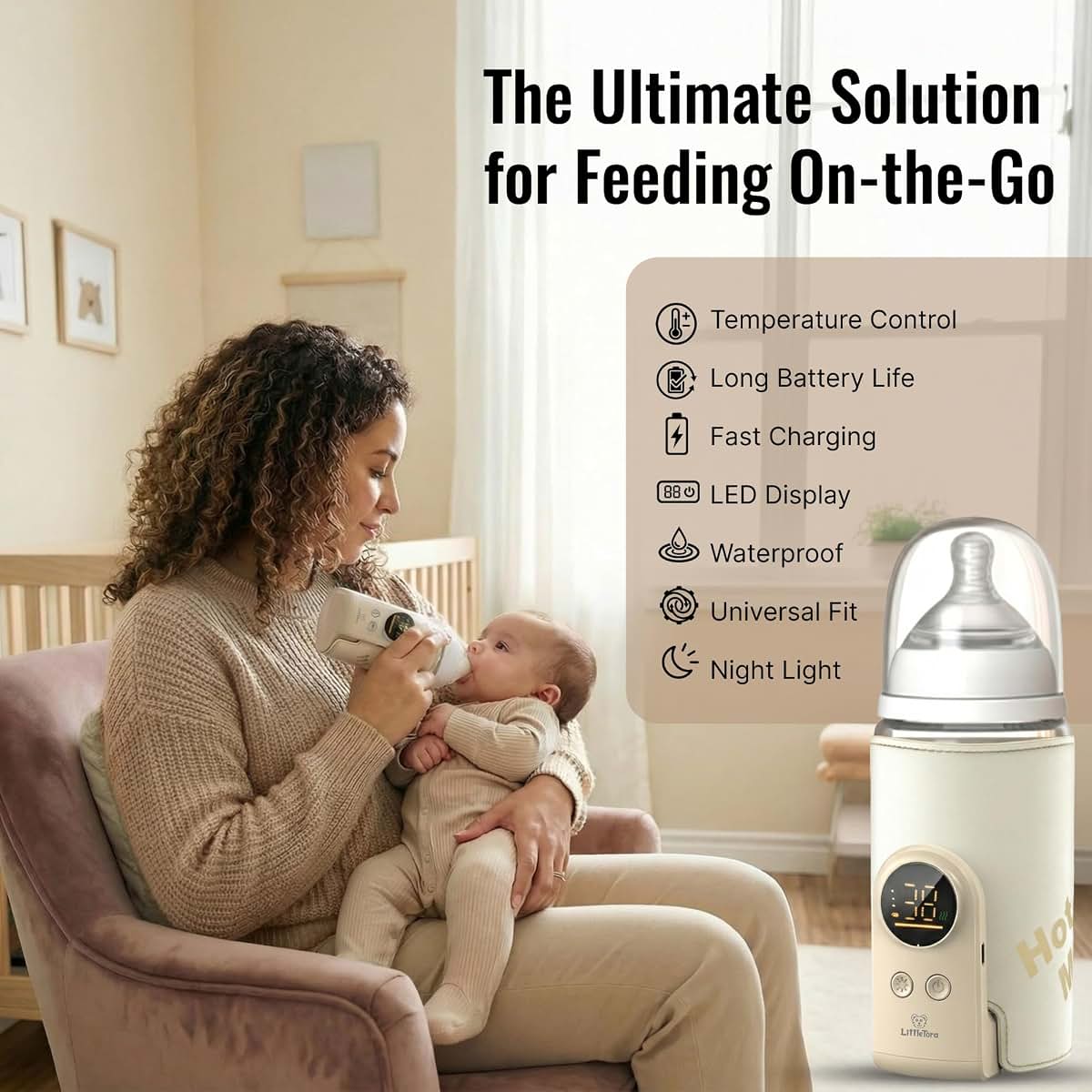 LittleTora Portable Bottle Warmer for Travel | 6-Setting Electric Heater