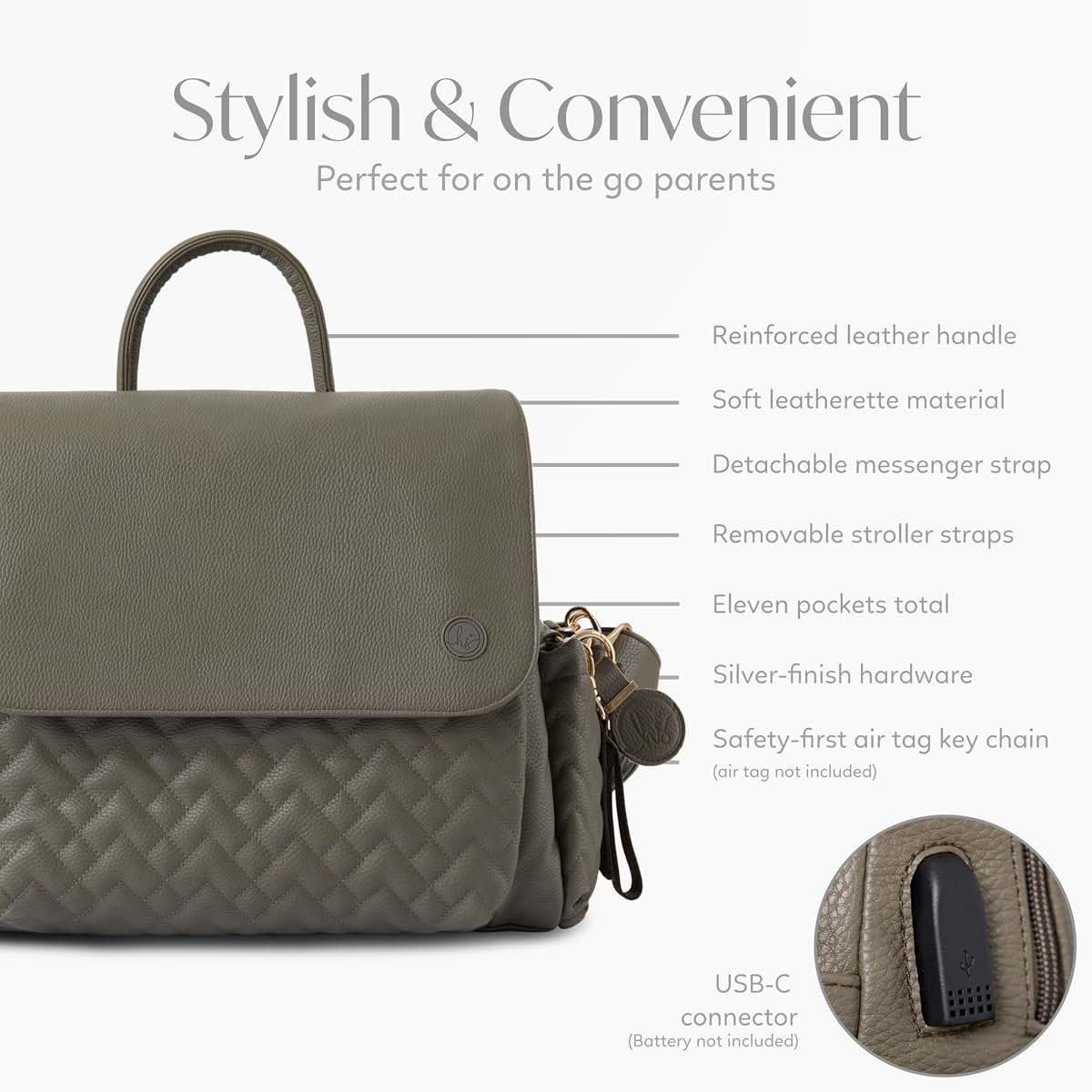 Hannah & Sophia Traveler Diaper Backpack 4-Piece Set In Forest Green (photo 3)