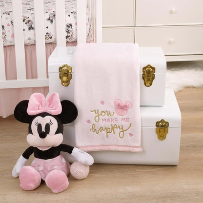 Disney Minnie Mouse My Happy Place Appliqued Baby Blanket Throw