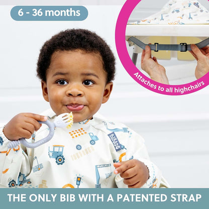 Bibado Attachable Long Sleeve Bib for Babies and Toddlers, Waterproof, Fits 6–36 Months