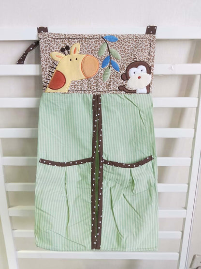 CribMATE Embroidery Giraffe Monkey Diaper Bag Hanging Crib Organizer